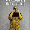 Full length sweater dress - black & yellow