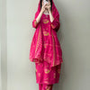 Cotton Lotus Print Straight Suit - Rani Pink