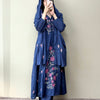 Cotton Heavy Embroidered A-Line Suit - Blue