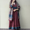 Cotton Printed Panel Flared Anarkali Suit - Maroon