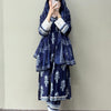 Cotton Printed Lace Work Straight Suit - Navy Blue