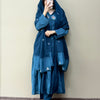 Cotton Double Shaded Embroidered Anarkali Suit Set - Blue