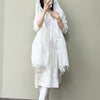 Flex Cotton Floral Outline Straight Kurta Set - White