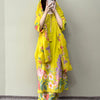 Cotton Floral Printed Tasseled Straight Kurta Set - Yellow