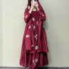 Mul Chanderi Floral Embroidered Anarkali Suit Set - Red