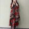 Cotton Block-Print Gathered Anarkali Suit Set - Red