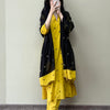 Cotton Floral Embroidered Straight Suit Set - Yellow