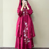Mul Cotton Embroidered A-Line Suit Set - Red
