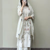 Flex Cotton Embroidered Straight Palazzo Suit Set - White