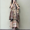 Rayon Geometric Print A-Line Suit Set - Cream