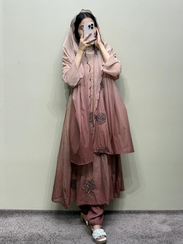 Mul Chanderi Ombre Tie Dye A-Line Suit Set