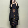 Cotton Floral Embroidered Straight Suit Set - Black