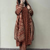 Cotton Paisley Printed Anarkali Suit Set - Brick