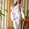 Cotton Floral Printed Straight Suit Set - White
