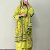 Cotton Floral Embroidered Mirror Work Pakistani Suit Set - Green