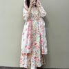 Cotton All-Over Floral Printed Mirror Work Anarkali Suit Set - White