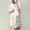 Mul Chanderi Floral Embroidered Straight Suit Set