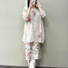 Mul Chanderi Floral Embroidered Straight Suit Set