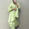 Cotton All-Over Floral Block Printed Straight Suit Set - Green