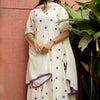 Cotton Lace Trimmed Heart Embroidered Anarkali Suit Set - White