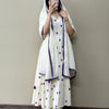 Cotton Lace Trimmed Heart Embroidered Anarkali Suit Set - White