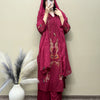 Flex Cotton Embroidered Straight Palazzo Suit Set