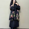 Cotton Loop Detail Solid A-Line Suit Set with Printed Dupatta - Black
