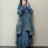 Cotton Churi Sleeve Panel Cut A-Line Suit Set - Blue