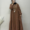 Linen Embroidered Flared Gown