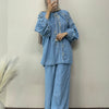 Denim Embroidered Contrast Stitch Co-ord Set