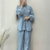Denim Embroidered Contrast Stitch Co-ord Set