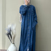 Denim Straight Button-Down Gown with Pockets