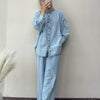 Denim White Floral Embroidered Co-ord Set - Light Blue