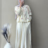 Linen Floral Embroidered Top & Skirt Set