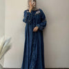 Denim Sleeve Embroidered Maxi Dress