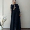 Denim Up Flared Gown - Black