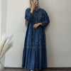 Floral Embroidered Denim Maxi Dress