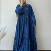 Denim Embroidered Frill Maxi Dress