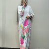 Knit White Floral Print Gown