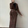 Knit Monogram Skirt & Top Set - Brown