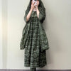 Cotton Printed Anarkali Suit - Olive