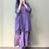 Cotton Embroidered Straight Suit - Lavender