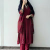 Mul Chanderi Embroidered Straight Suit - Maroon