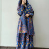 Cotton Printed Anarkali Suit - Royal Blue