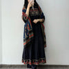 Cotton Embroidered Anarkali Suit - Black