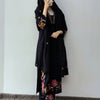 Cotton Floral Embroidered Straight Suit - Black