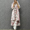 White & pink floral mul cotton