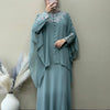 Chiffon Neck Embroidered Gown with Shrug