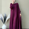 Pleated Knit Cuff Sleeve Gown