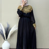 Chiffon Pleated Heavy Sequin Embroidered Gown